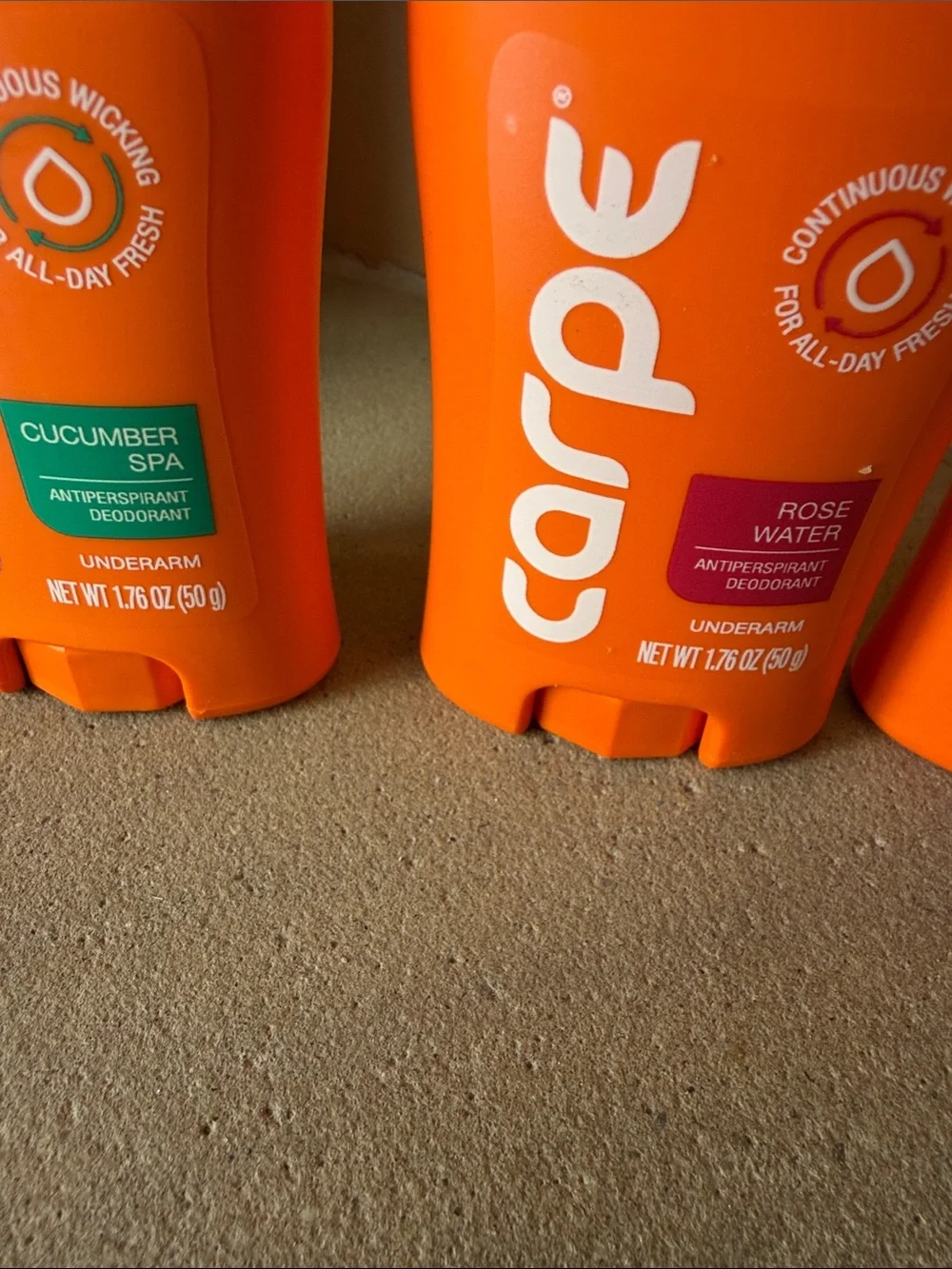 2 Carpe Deodorant Sticks - cucumber spa and rose water NEW